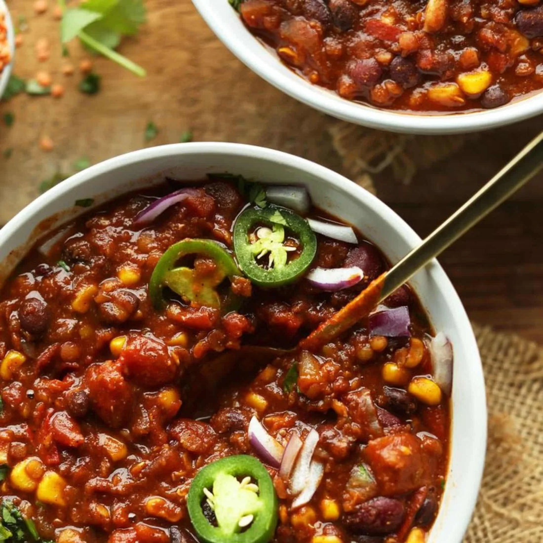 Protein Packed Vegan Red Lentil Chilli