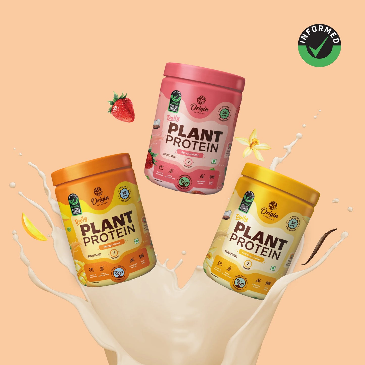 Daily Plant Protein - Combos Vanilla, Strawberry & Mango (Jar)