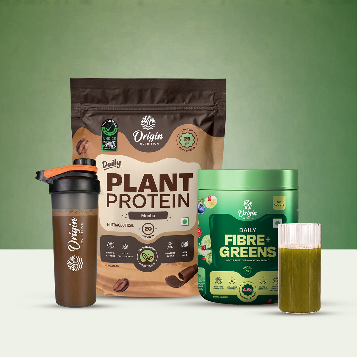 Daily Plant Protein Mocha & Fibre + Greens Combo