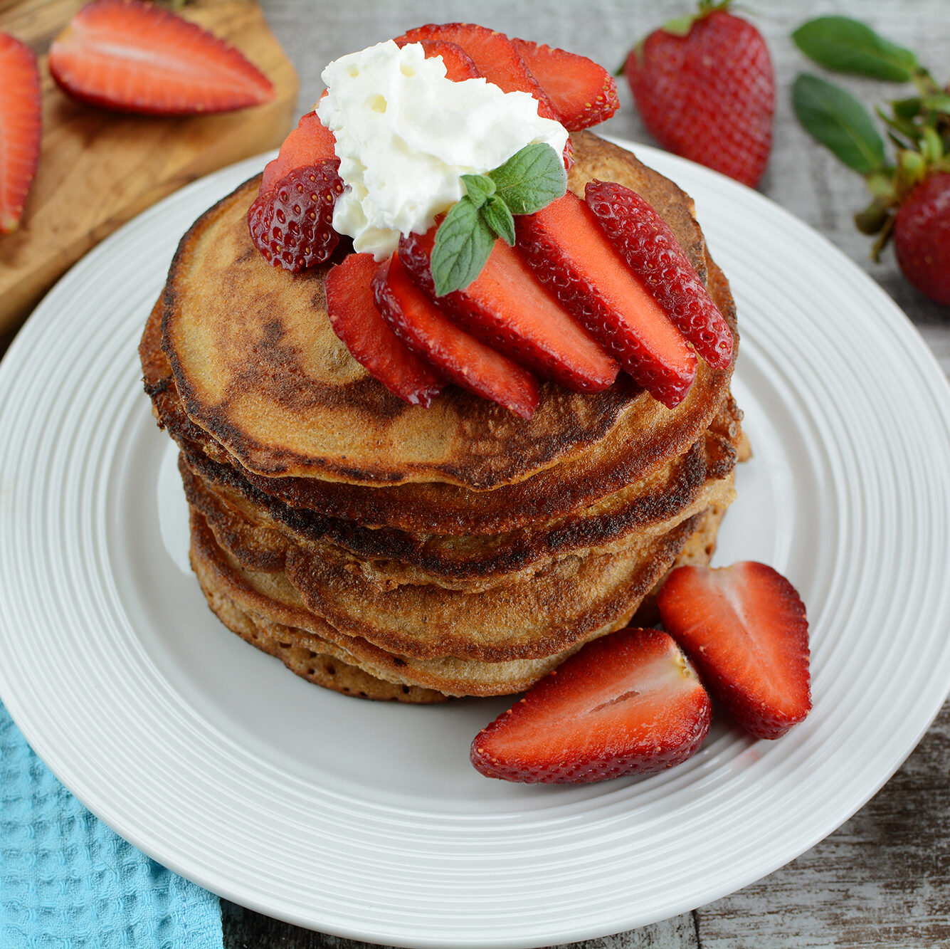 Strawberry Protein Pancakes